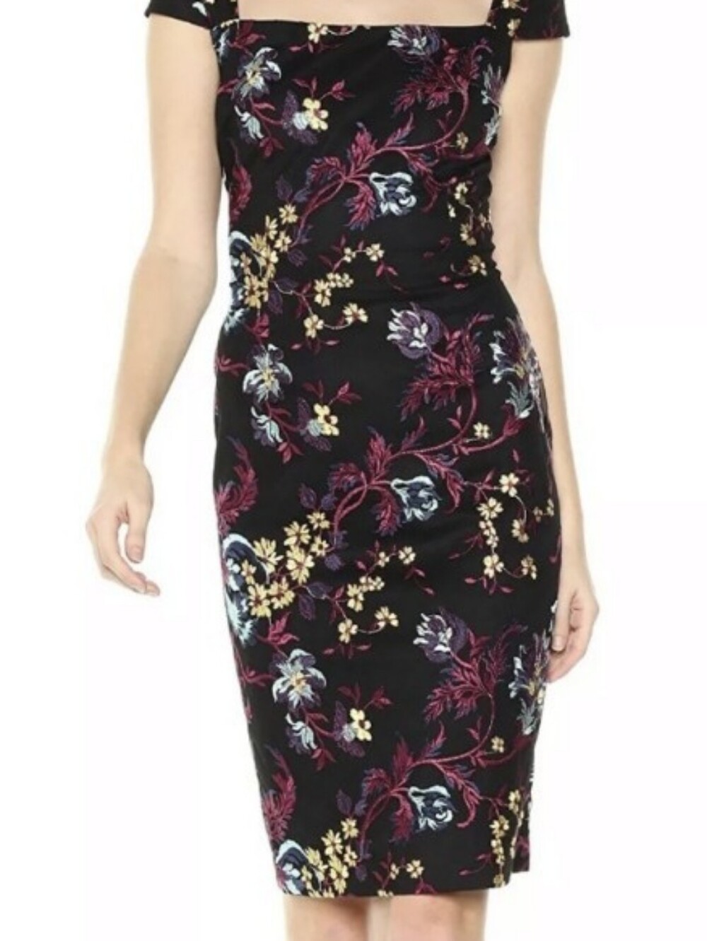Nicole Miller New York Floral Embroidered Cap Sleeve Sheath Dress  - Size 2